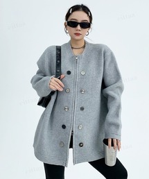 Dalfwin（ダールフィン）の「韓国ファッション ボタンデザインダブルジップニット（ニット/セーター）」