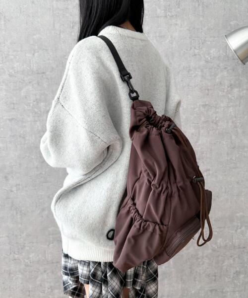 WEGO(ウィゴー)の「WEGO/【25年秋冬新作】2ポケットドロストナップサック(バックパック/リュック・レディース・ブラック/ブラウン・FREE)」の8枚目の写真