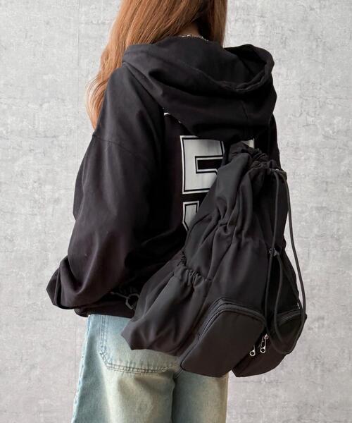 WEGO(ウィゴー)の「WEGO/【25年秋冬新作】2ポケットドロストナップサック(バックパック/リュック・レディース・ブラック/ブラウン・FREE)」の12枚目の写真