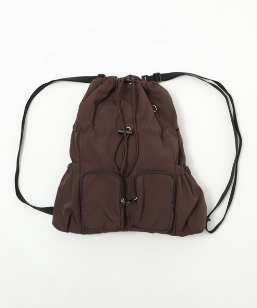 WEGO(ウィゴー)の「WEGO/【25年秋冬新作】2ポケットドロストナップサック(バックパック/リュック・レディース・ブラック/ブラウン・FREE)」の13枚目の写真