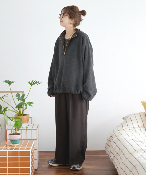 B.C STOCK(ベーセーストック)の「【ZOZO限定】フリースハーフジップ(Tシャツ/カットソー・レディース・ブラウン/パープル/チャコールグレー/ブルー・FREE)」の6枚目の写真