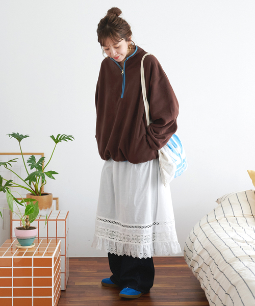 B.C STOCK(ベーセーストック)の「【ZOZO限定】フリースハーフジップ(Tシャツ/カットソー・レディース・ブラウン/パープル/チャコールグレー/ブルー・FREE)」の15枚目の写真