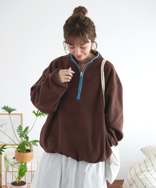 B.C STOCK(ベーセーストック)の「【ZOZO限定】フリースハーフジップ(Tシャツ/カットソー・レディース・ブラウン/パープル/チャコールグレー/ブルー・FREE)」の18枚目の写真