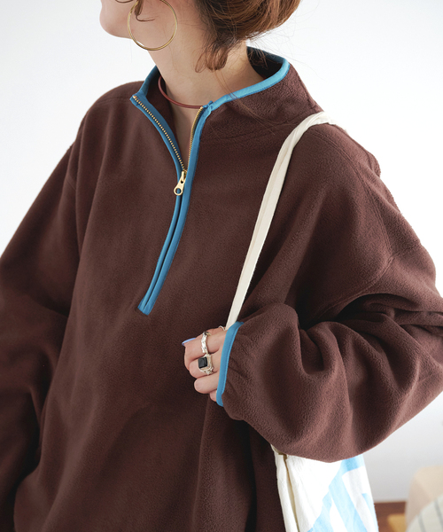 B.C STOCK(ベーセーストック)の「【ZOZO限定】フリースハーフジップ(Tシャツ/カットソー・レディース・ブラウン/パープル/チャコールグレー/ブルー・FREE)」の22枚目の写真