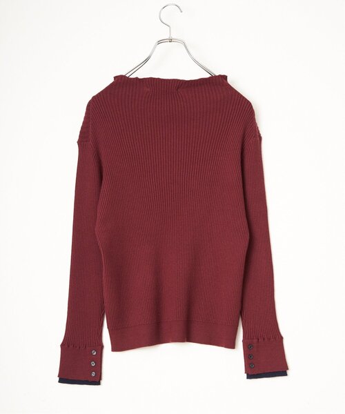 LBC（エルビーシー）の「【着やせ効果抜群】袖配色レイヤーリブニット（ニット/セーター・レディース・ホワイト/ワイン/ブラック/グリーン/杢グレー・M/L）」の20枚目の写真