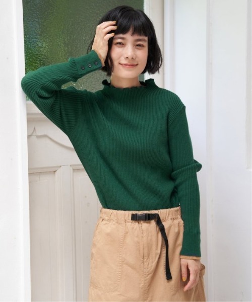 LBC（エルビーシー）の「【着やせ効果抜群】袖配色レイヤーリブニット（ニット/セーター・レディース・ホワイト/ワイン/ブラック/グリーン/杢グレー・M/L）」の6枚目の写真