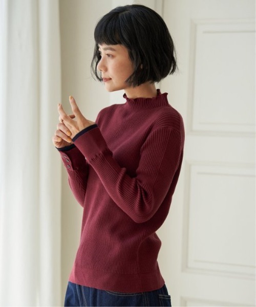 LBC（エルビーシー）の「【着やせ効果抜群】袖配色レイヤーリブニット（ニット/セーター・レディース・ホワイト/ワイン/ブラック/グリーン/杢グレー・M/L）」の11枚目の写真