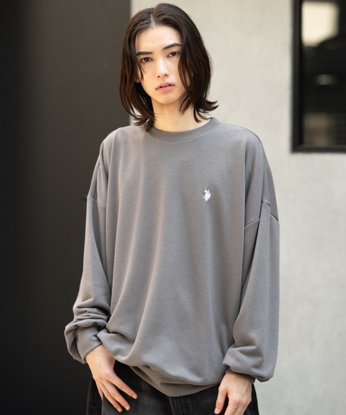 U.S. POLO ASSN.(ユーエスポロアッスン)の「∴WEGO/U.S. POLO ASSN. 別注ワンポイントプルオーバー(スウェット・メンズ・スミクロ/ブラック/オフホワイト/杢グレー・MEDIUM/LARGE)」の3枚目の写真