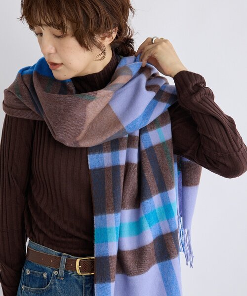 RIVE DROITE(リヴドロワ)の「【秋冬の差し色に】ウールカラーチェックストール(ストール/ショール・レディース・パープル/イエロー/オレンジ・FREE)」の2枚目の写真
