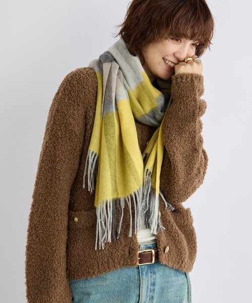 RIVE DROITE(リヴドロワ)の「【秋冬の差し色に】ウールカラーチェックストール(ストール/ショール・レディース・パープル/イエロー/オレンジ・FREE)」の3枚目の写真