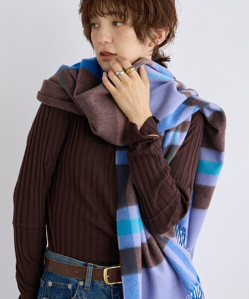 RIVE DROITE(リヴドロワ)の「【秋冬の差し色に】ウールカラーチェックストール(ストール/ショール・レディース・パープル/イエロー/オレンジ・FREE)」の4枚目の写真