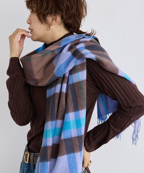 RIVE DROITE(リヴドロワ)の「【秋冬の差し色に】ウールカラーチェックストール(ストール/ショール・レディース・パープル/イエロー/オレンジ・FREE)」の6枚目の写真