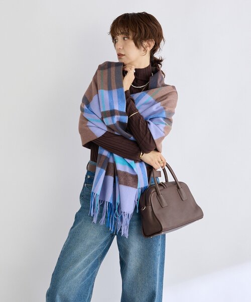 RIVE DROITE(リヴドロワ)の「【秋冬の差し色に】ウールカラーチェックストール(ストール/ショール・レディース・パープル/イエロー/オレンジ・FREE)」の7枚目の写真