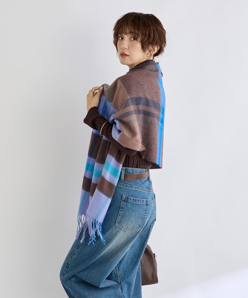 RIVE DROITE(リヴドロワ)の「【秋冬の差し色に】ウールカラーチェックストール(ストール/ショール・レディース・パープル/イエロー/オレンジ・FREE)」の9枚目の写真