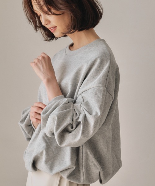 aquagarage(アクアガレージ)の「袖タックバルーントップス(Tシャツ/カットソー・レディース・ブラック/グレー・M)」の5枚目の写真