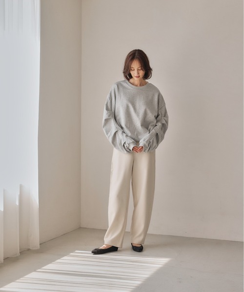 aquagarage(アクアガレージ)の「袖タックバルーントップス(Tシャツ/カットソー・レディース・ブラック/グレー・M)」の9枚目の写真