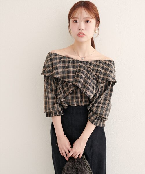 natural couture（ナチュラルクチュール）の「【WEB限定】クロスフリルデザインブラウス（シャツ/ブラウス・レディース・その他2/その他1/モカ/オフホワイト/ブラック・FREE）」の18枚目の写真