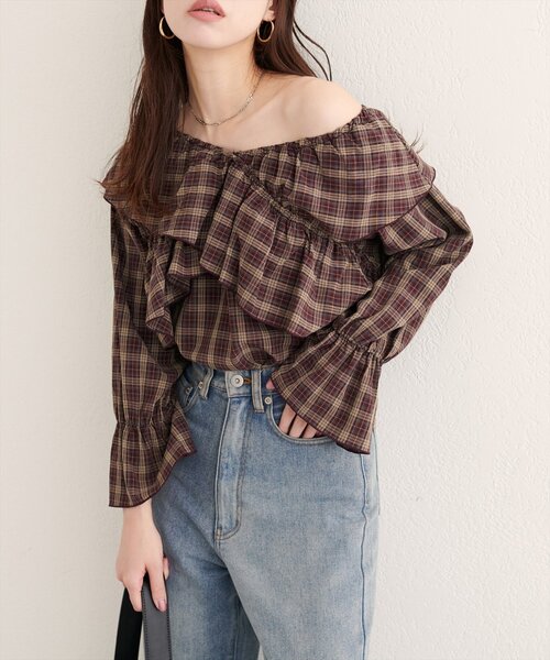 natural couture（ナチュラルクチュール）の「【WEB限定】クロスフリルデザインブラウス（シャツ/ブラウス・レディース・その他2/その他1/モカ/オフホワイト/ブラック・FREE）」の20枚目の写真