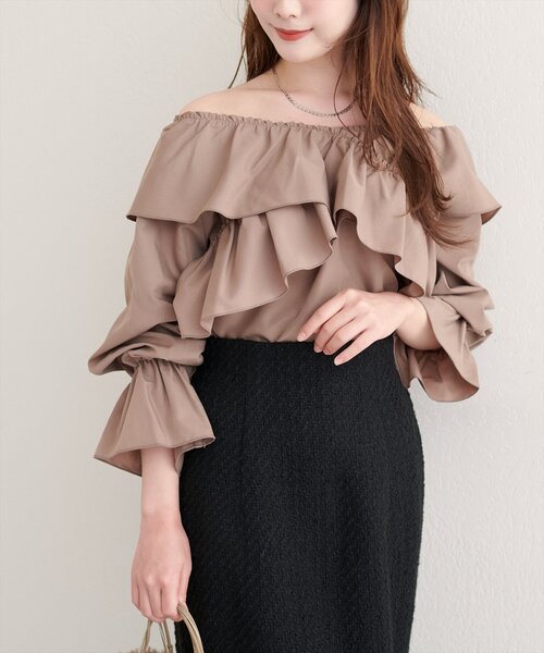 natural couture（ナチュラルクチュール）の「【WEB限定】クロスフリルデザインブラウス（シャツ/ブラウス・レディース・その他2/その他1/モカ/オフホワイト/ブラック・FREE）」の8枚目の写真