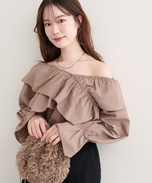 natural couture（ナチュラルクチュール）の「【WEB限定】クロスフリルデザインブラウス（シャツ/ブラウス・レディース・その他2/その他1/モカ/オフホワイト/ブラック・FREE）」の11枚目の写真