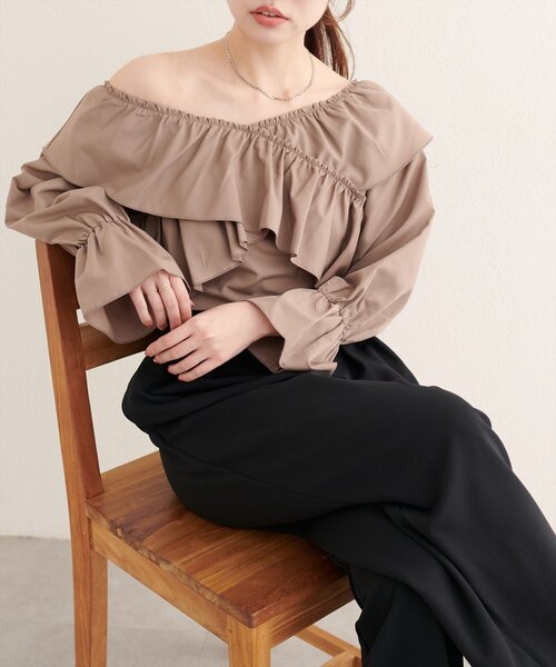 natural couture（ナチュラルクチュール）の「【WEB限定】クロスフリルデザインブラウス（シャツ/ブラウス・レディース・その他2/その他1/モカ/オフホワイト/ブラック・FREE）」の13枚目の写真