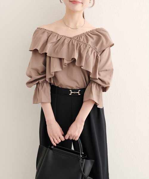 natural couture（ナチュラルクチュール）の「【WEB限定】クロスフリルデザインブラウス（シャツ/ブラウス・レディース・その他2/その他1/モカ/オフホワイト/ブラック・FREE）」の16枚目の写真
