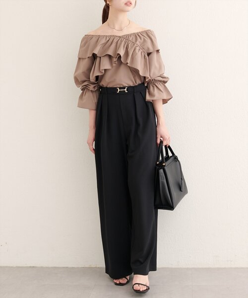 natural couture（ナチュラルクチュール）の「【WEB限定】クロスフリルデザインブラウス（シャツ/ブラウス・レディース・その他2/その他1/モカ/オフホワイト/ブラック・FREE）」の14枚目の写真