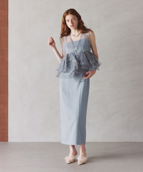 darial(ダリアル)の「【darial】体型カバーしながら華やかさをプラス / sheer volume top dress シアー ボリューム トップ ドレス 入園式 入学式 卒園式 卒業式 お呼ばれ 結婚式 二次会 成人式 同窓会 セレモニードレス パーティドレス オケージョンドレス(ドレス・レディース・ブラック/アイボリー/ブルー・S/M)」の12枚目の写真