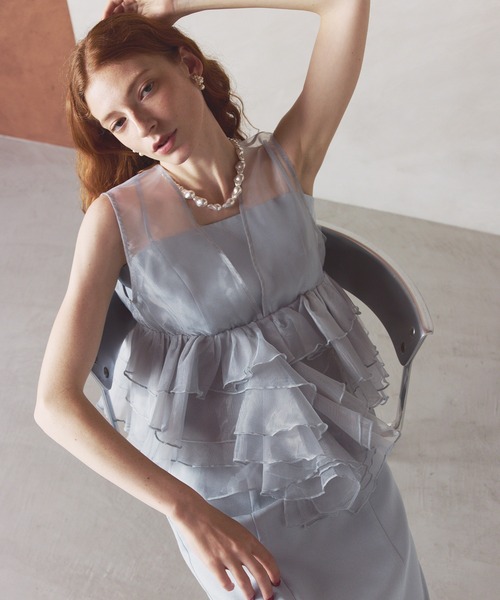 darial(ダリアル)の「【darial】体型カバーしながら華やかさをプラス / sheer volume top dress シアー ボリューム トップ ドレス 入園式 入学式 卒園式 卒業式 お呼ばれ 結婚式 二次会 成人式 同窓会 セレモニードレス パーティドレス オケージョンドレス(ドレス・レディース・ブラック/アイボリー/ブルー・S/M)」の17枚目の写真