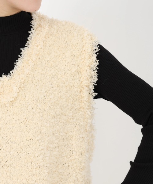 STRAWBERRY-FIELDS（ストロベリーフィールズ）の「アメリ―リュバン_ツイード編ニットベスト（ベスト・レディース・ベージュ/ブラック・2）」の8枚目の写真