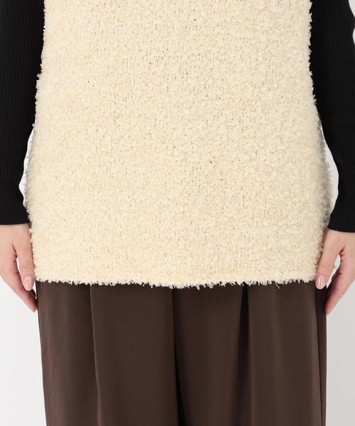 STRAWBERRY-FIELDS（ストロベリーフィールズ）の「アメリ―リュバン_ツイード編ニットベスト（ベスト・レディース・ベージュ/ブラック・2）」の9枚目の写真