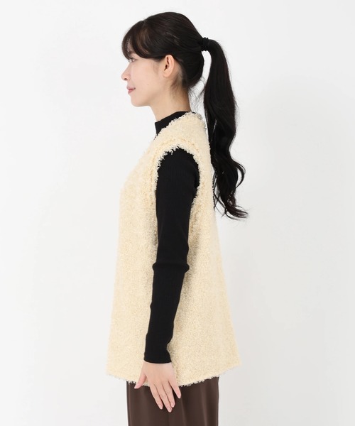 STRAWBERRY-FIELDS（ストロベリーフィールズ）の「アメリ―リュバン_ツイード編ニットベスト（ベスト・レディース・ベージュ/ブラック・2）」の4枚目の写真