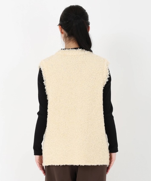 STRAWBERRY-FIELDS（ストロベリーフィールズ）の「アメリ―リュバン_ツイード編ニットベスト（ベスト・レディース・ベージュ/ブラック・2）」の5枚目の写真