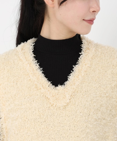 STRAWBERRY-FIELDS（ストロベリーフィールズ）の「アメリ―リュバン_ツイード編ニットベスト（ベスト・レディース・ベージュ/ブラック・2）」の6枚目の写真