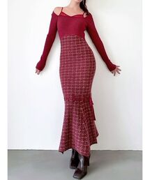 RESEXXY | シアードッキングツイードニットワンピース(ワンピース)