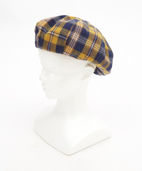 an meets zakka（アンミツザッカ）の「an meets zakka カラフルチェック柄ネルベレー帽（ハンチング/ベレー帽・レディース・レッド/グリーン/オレンジ/イエロー/ネイビー・ONESIZE）」の20枚目の写真