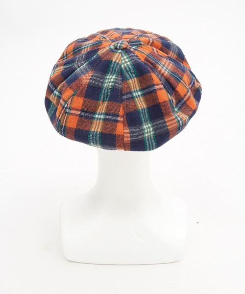 an meets zakka（アンミツザッカ）の「an meets zakka カラフルチェック柄ネルベレー帽（ハンチング/ベレー帽・レディース・レッド/グリーン/オレンジ/イエロー/ネイビー・ONESIZE）」の13枚目の写真