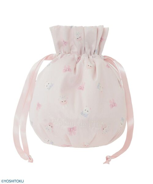 Maison de FLEUR（メゾンドフルール）の「クリーミーねこ/うさぎ巾着ポーチ（ポーチ・レディース・ピンク・FREE）」の4枚目の写真