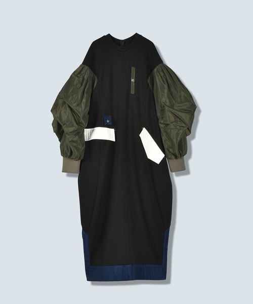 ommo ワンピース OMMO ワンピース MA-1 HALF SLEEVE DOCKING OP : ZOZOTOWN Yahoo