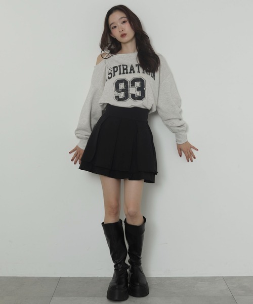 WEGO(ウィゴー)の「WEGO/ハイウエスト2段プリーツスカパン(スカート・レディース・グレー/ブラック・FREE)」の3枚目の写真