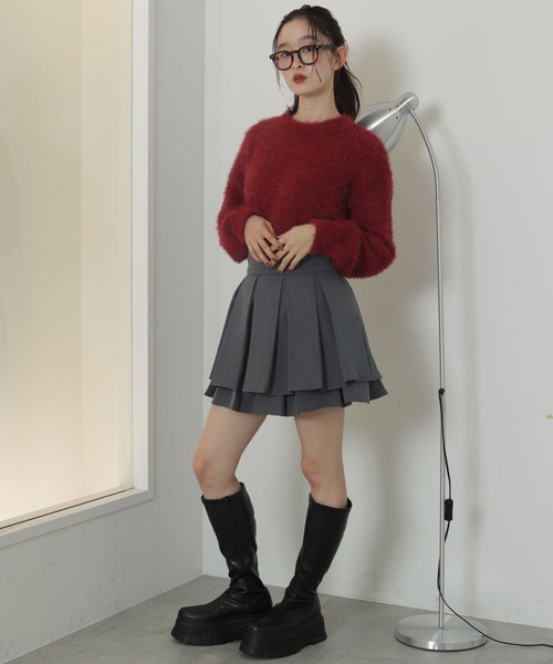 WEGO(ウィゴー)の「WEGO/ハイウエスト2段プリーツスカパン(スカート・レディース・グレー/ブラック・FREE)」の14枚目の写真