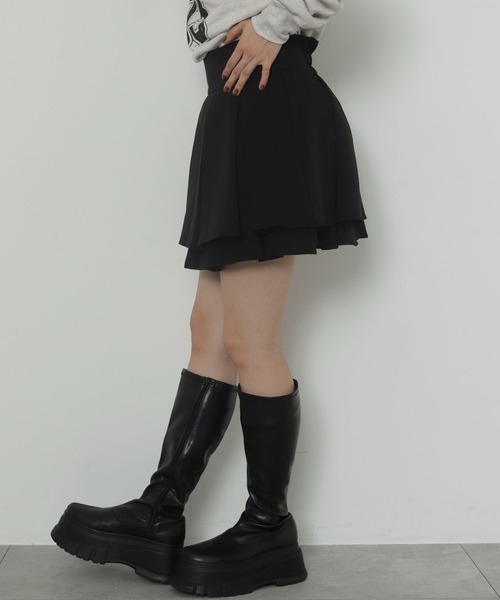 WEGO(ウィゴー)の「WEGO/ハイウエスト2段プリーツスカパン(スカート・レディース・グレー/ブラック・FREE)」の16枚目の写真
