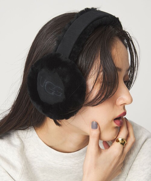 新品未使用 UGG シープスキンエンブロイダリーイヤーマフ AshenRose WEB限定】＜UGG＞シープスキン エンブロイダリー イヤーマフ