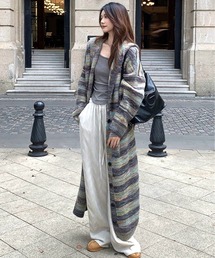 CANVAS+（キャンバスプラス）の「【CANVAS＋】MIXカラーボーダーフーデッドコーディガン（カーディガン/ボレロ）」