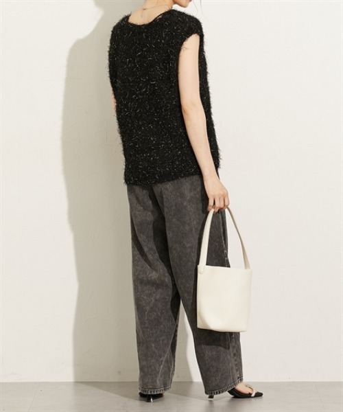 nissen（ニッセン）の「ブラッシュフェザーＶネックベスト（ベスト・レディース・ライトグレー/ブラック・M/L/LL）」の10枚目の写真