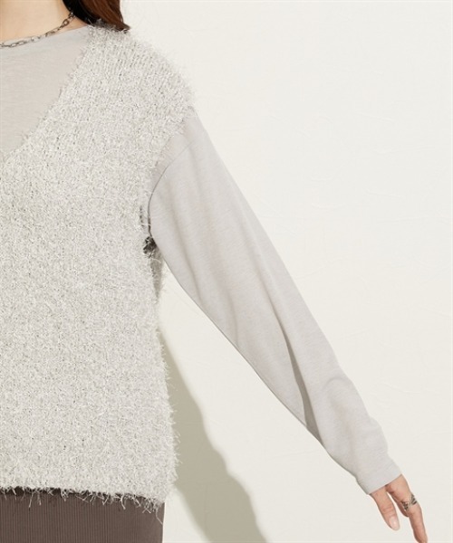 nissen（ニッセン）の「ブラッシュフェザーＶネックベスト（ベスト・レディース・ライトグレー/ブラック・M/L/LL）」の12枚目の写真