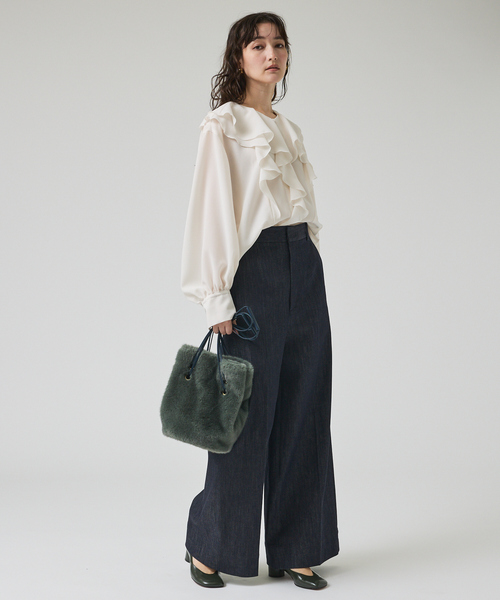 qualite（カリテ）の「ダブルラッフルブラウス/秋服/冬服/オフィスカジュアル（シャツ/ブラウス・レディース・オフホワイト/ワイン・フリー）」の21枚目の写真