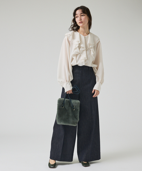 qualite（カリテ）の「ダブルラッフルブラウス/秋服/冬服/オフィスカジュアル（シャツ/ブラウス・レディース・オフホワイト/ワイン・フリー）」の22枚目の写真