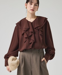 qualite | ダブルラッフルブラウス/秋服/冬服/オフィスカジュアル(シャツ/ブラウス)