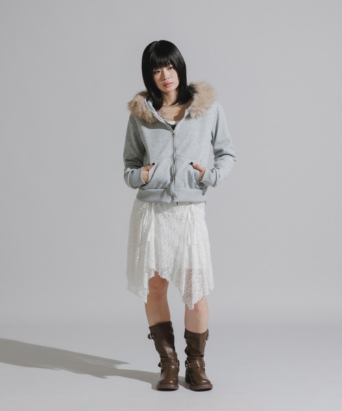 Faux Fur Trim Zip-Up Hoodie / フェイクファー付き 2WAYジップアップ